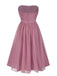 Robe bandeau en maille froncée unie rose foncé des années 1950