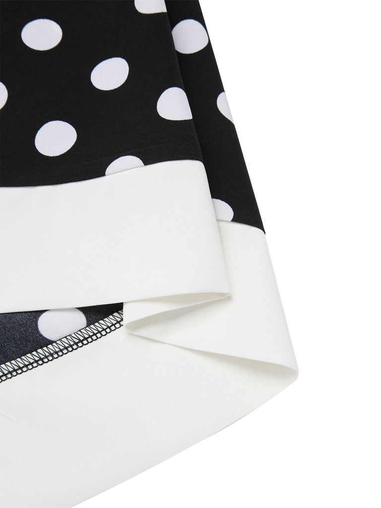 [Prévente] Robe noire à pois et col en V des années 1960