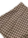 2PCS Gilet et jupe plissés à carreaux vichy marron des années 1960