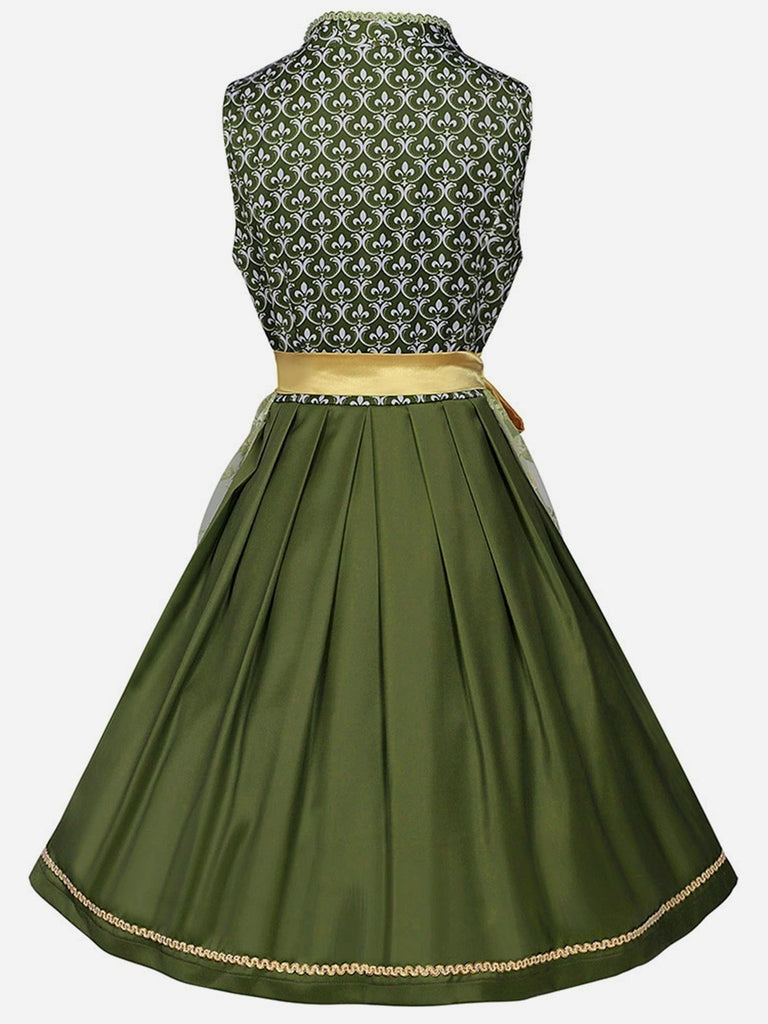 [Prévente] 2PCS robe verte à motifs florauxet tablier brodé années 1950