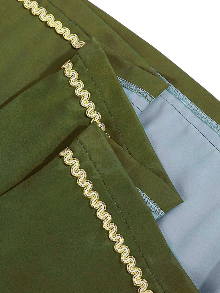 [Prévente] 2PCS robe verte à motifs florauxet tablier brodé années 1950