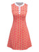 [Prévente] Robe orange imprimé fleurs contrastées boutonnée années 1960