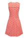 [Prévente] Robe orange imprimé fleurs contrastées boutonnée années 1960