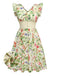 [Prévente] Robe jaune oiseaux et fleurs à volants années 1950