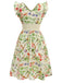[Prévente] Robe jaune oiseaux et fleurs à volants années 1950