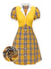 [Prévente] Robe en tricot patchwork à carreaux écossais jaune des années 1960