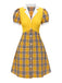 [Prévente] Robe en tricot patchwork à carreaux écossais jaune des années 1960