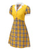 [Prévente] Robe en tricot patchwork à carreaux écossais jaune des années 1960
