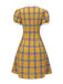[Prévente] Robe en tricot patchwork à carreaux écossais jaune des années 1960