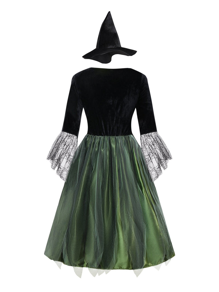 Robe verte à fleurs 3D magicien années 1950