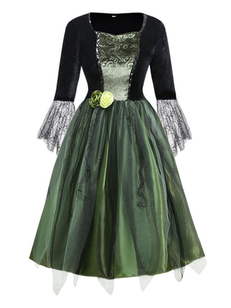 Robe verte à fleurs 3D magicien années 1950