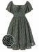 [Prévente] [Grande taille] Robe verte fleurs à volants années 1940