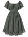 [Prévente] [Grande taille] Robe verte fleurs à volants années 1940