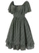 [Prévente] [Grande taille] Robe verte fleurs à volants années 1940