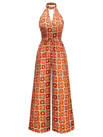 Combinaison hippie géométrique col trou de serrure années 1960