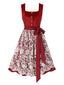 [Prévente] 2PCS robe en velours rouge et tablier en dentelle florale des années 1950