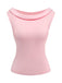 [Prévente] Haut rose uni sans manches à col bateau années 1950
