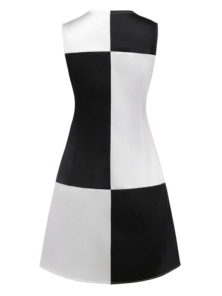 Robe bloc de couleur noire et blanche années 1960