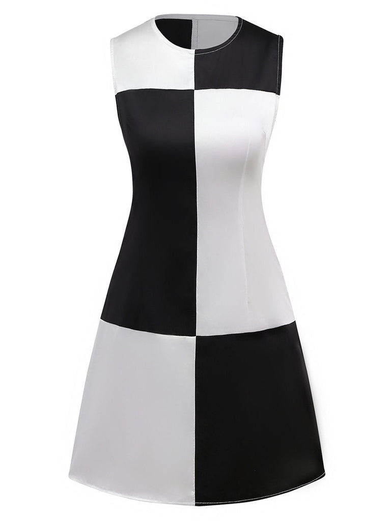Robe bloc de couleur noire et blanche années 1960