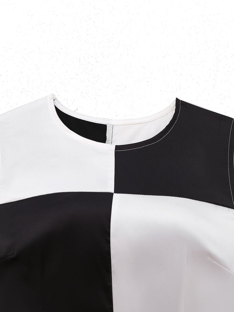 Robe bloc de couleur noire et blanche années 1960