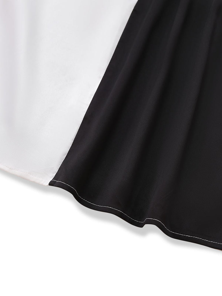 Robe bloc de couleur noire et blanche années 1960