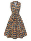 [Prévente] Robe multicolore lacets et imprimé bibliothèque années 1950