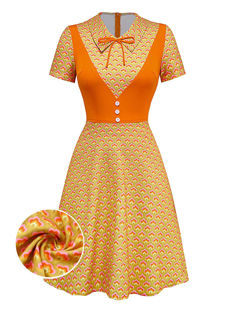 [Prévente] Robe orange à boutons en deux pièces années 1960