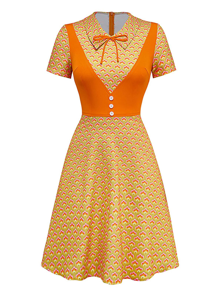 [Prévente] Robe orange à boutons en deux pièces années 1960