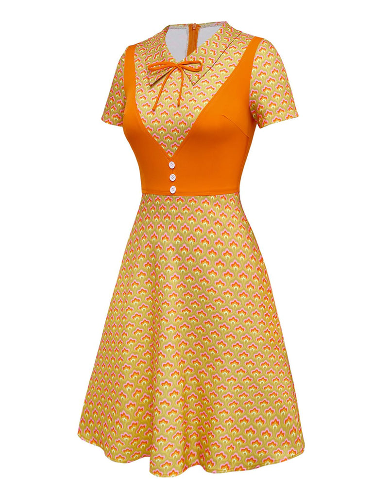 [Prévente] Robe orange à boutons en deux pièces années 1960