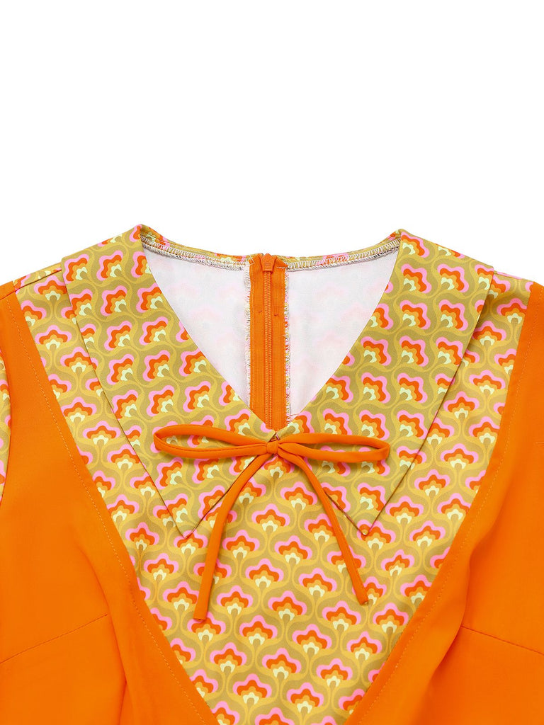 [Prévente] Robe orange à boutons en deux pièces années 1960