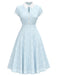 [Prévente] Robe bleue roses brodée à revers années 1940