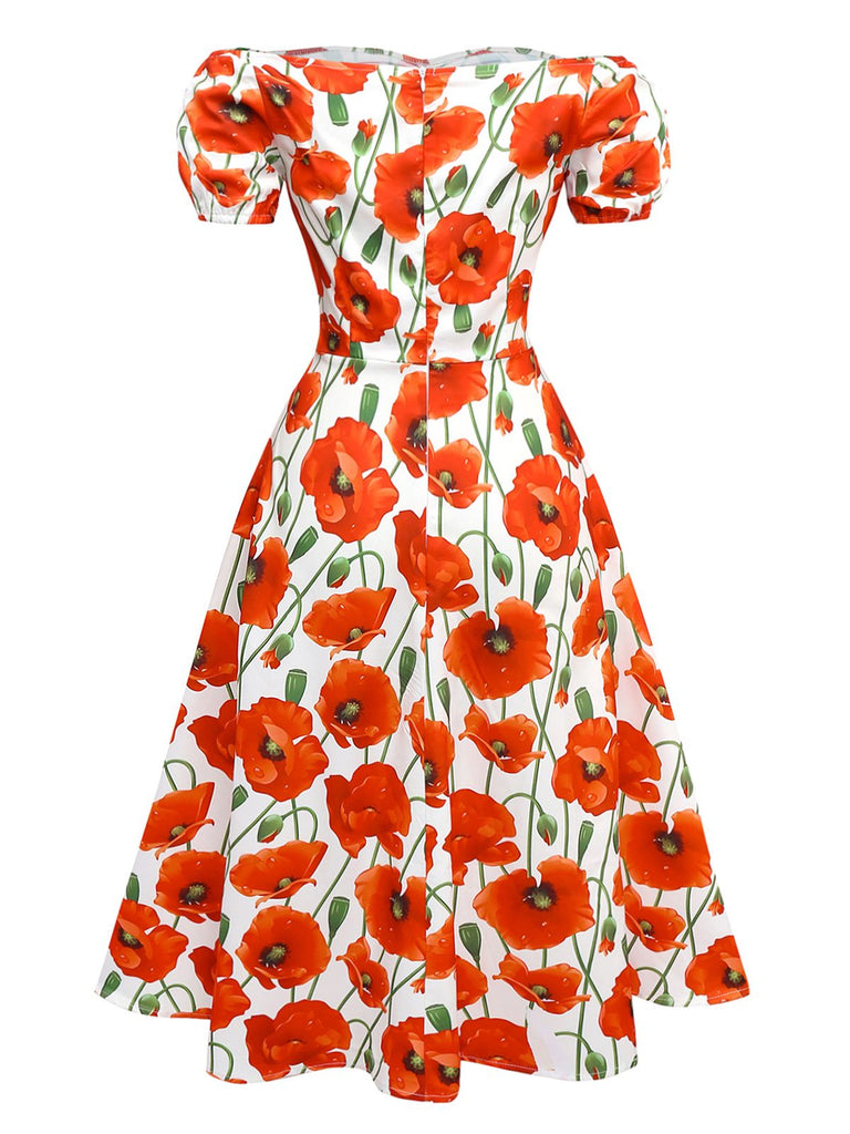 [Prévente] Robe rouge coquelicot à épaules dénudées années 1950
