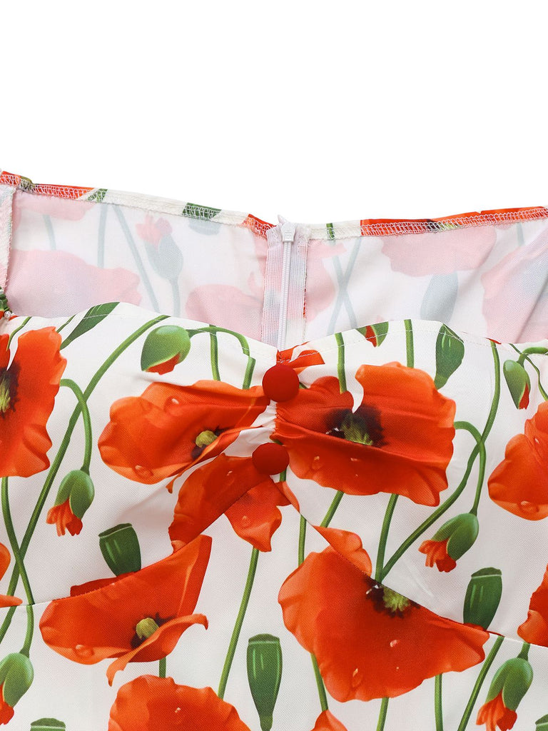 [Prévente] Robe rouge coquelicot à épaules dénudées années 1950