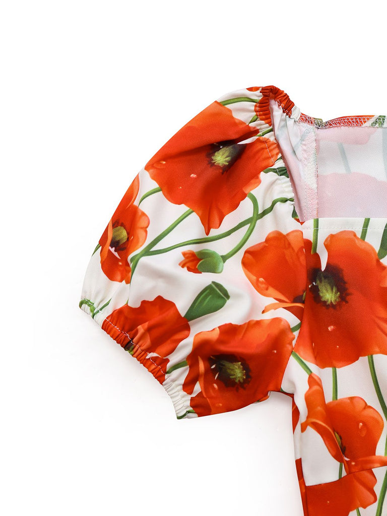 [Prévente] Robe rouge coquelicot à épaules dénudées années 1950