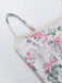 Haut corset rose à bretelles spaghetti florales des années 1950