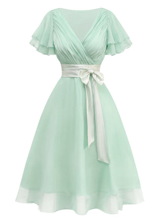 [Prévente] Robe de cocktail vert en tulle satiné années 1950