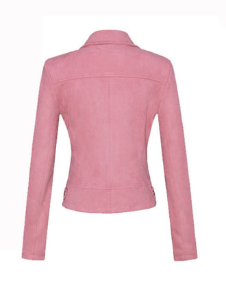 Veste en cuir suédé à revers uni années 1980