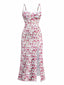 Robe blanche à petites fleurs nuisette fenduedes années 1940