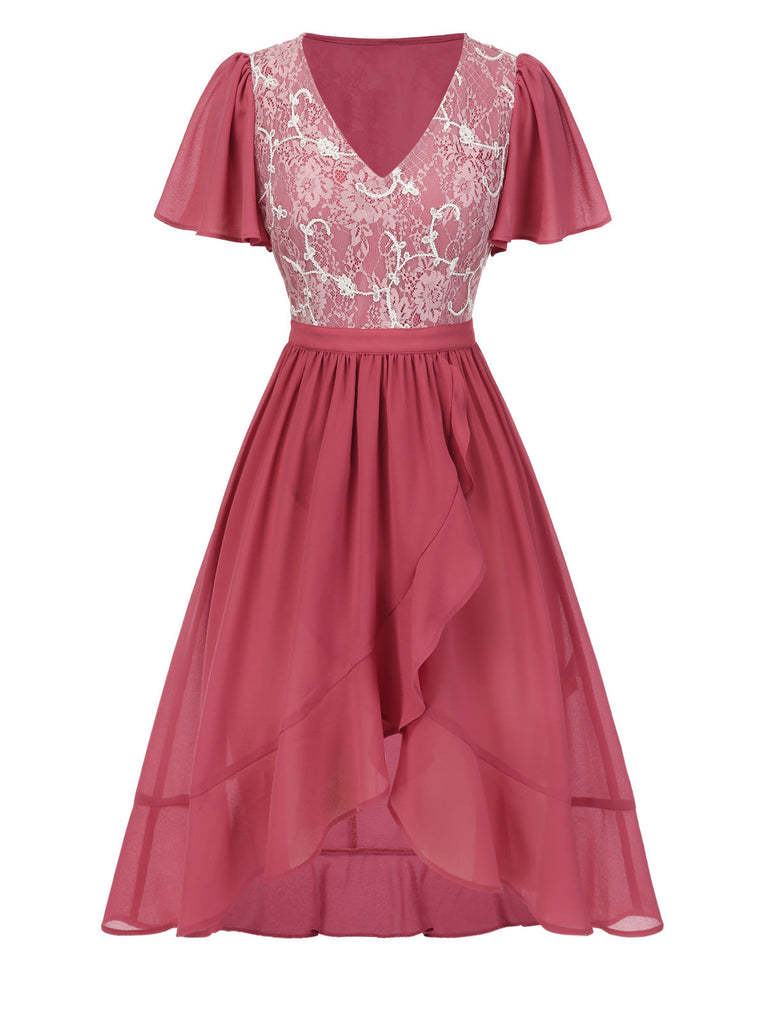 [Prévente] Robe rouge en dentelle patchwork années 1950