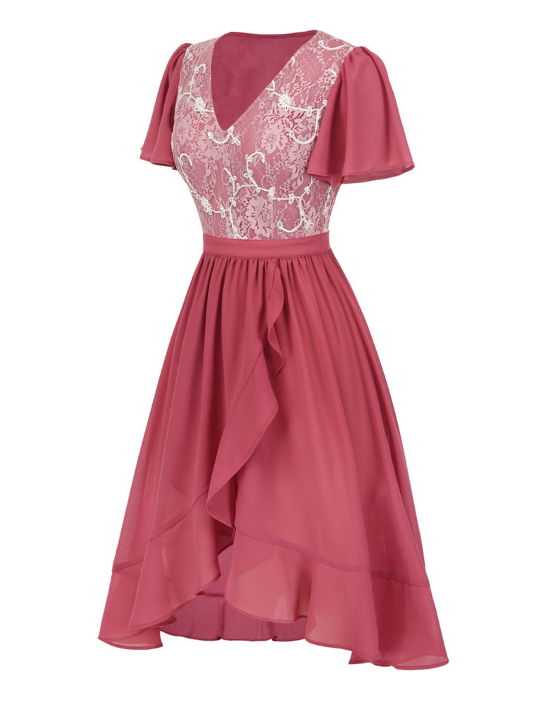 [Prévente] Robe rouge en dentelle patchwork années 1950