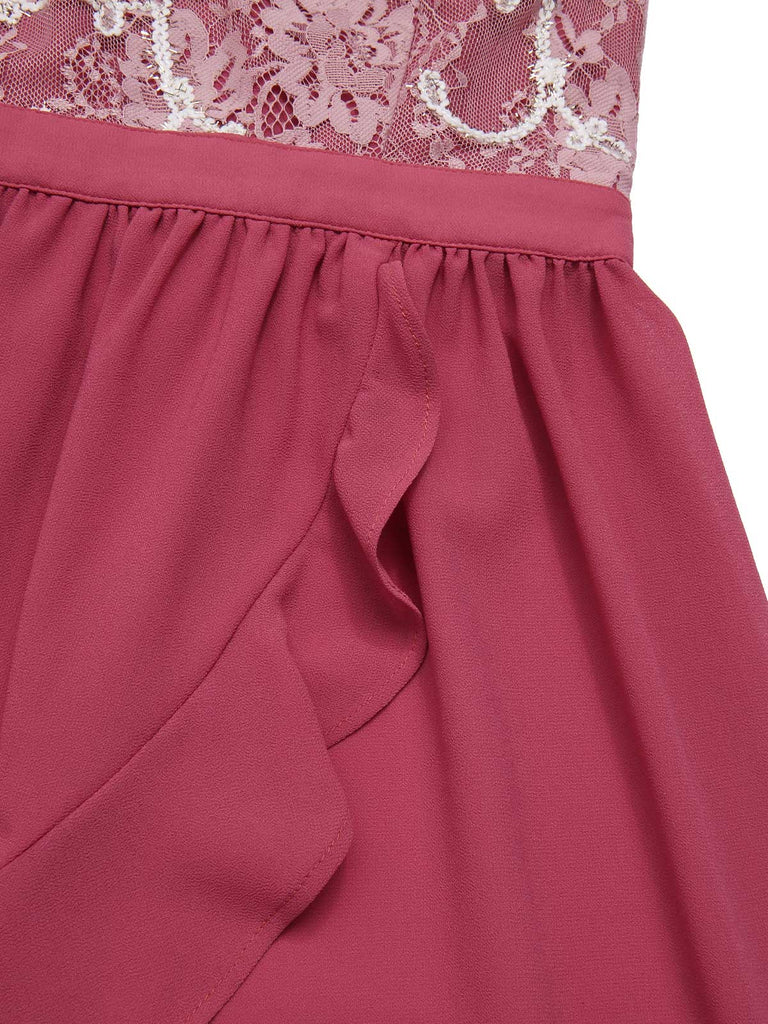 [Prévente] Robe rouge en dentelle patchwork années 1950