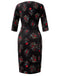 [Prévente] Robe crayon fleurie noire manches trois-quarts des années 1960