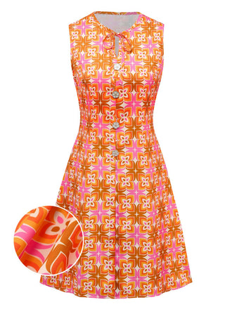 [Prévente] Robe orange à géométriques hippies années 1960