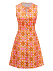 [Prévente] Robe orange à géométriques hippies années 1960