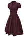 [Prévente] Robe rouge en coton à carreaux et revers années 1950