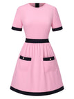 [Prévente] Robe rose à poches colorblock années 1960