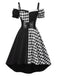 [Prévente] Robe noire à carreaux Halloween et corset années 1950
