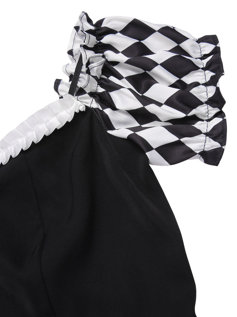 [Prévente] Robe noire à carreaux Halloween et corset années 1950