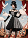 [Prévente] Robe noire à carreaux Halloween et corset années 1950