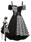 [Prévente] Robe noire à carreaux Halloween et corset années 1950